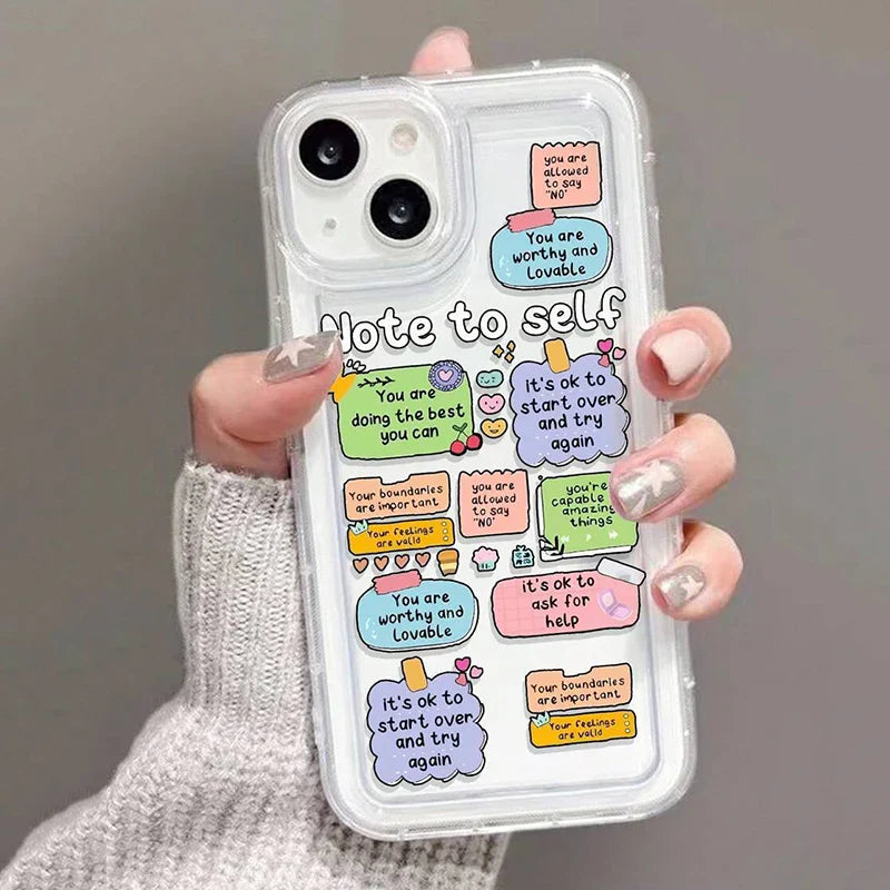 Cute Cartoon Slogan Print Clear Phone Case