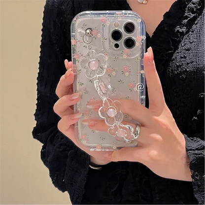 Cute 3D Flower Wrist Phone Chain Soft Phone Case