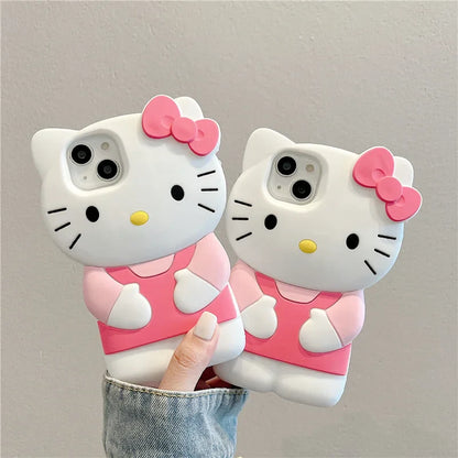 Silicone Bow Pink Hello Kitty Soft Cover Phone Case