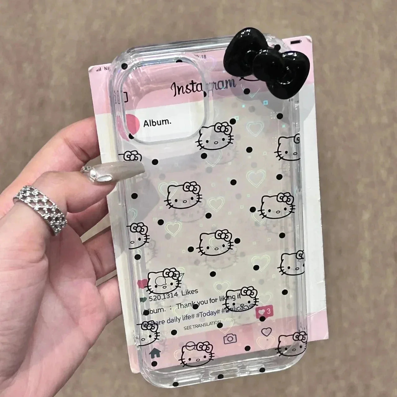 Sanrio Hello Kitty Black Dot Line KT Phone Case