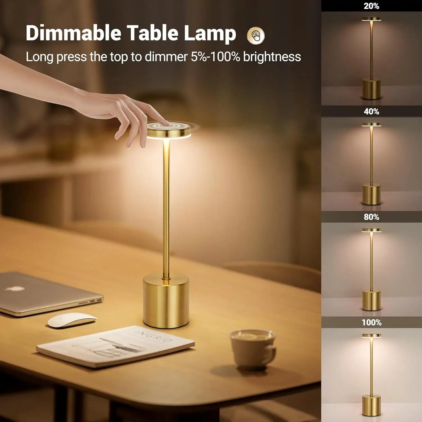 Simple LED Rechargeable Touch Metal Table Lamp