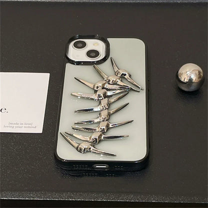 3D Metal Fish Bone Clear Phone Case