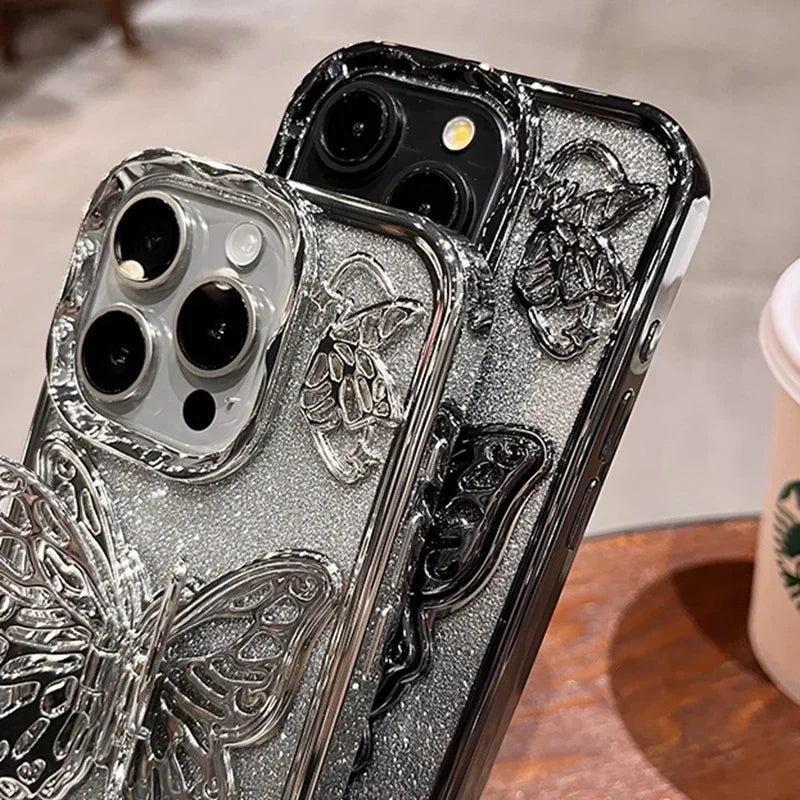 Glitter Butterfly Gradient Stand Phone Case