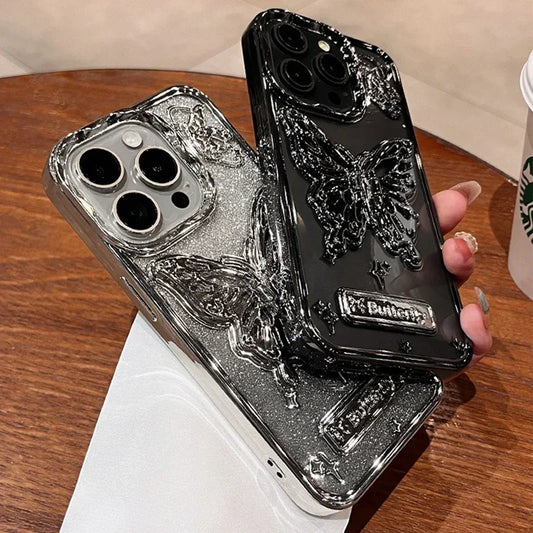 Glitter Butterfly Gradient Stand Phone Case