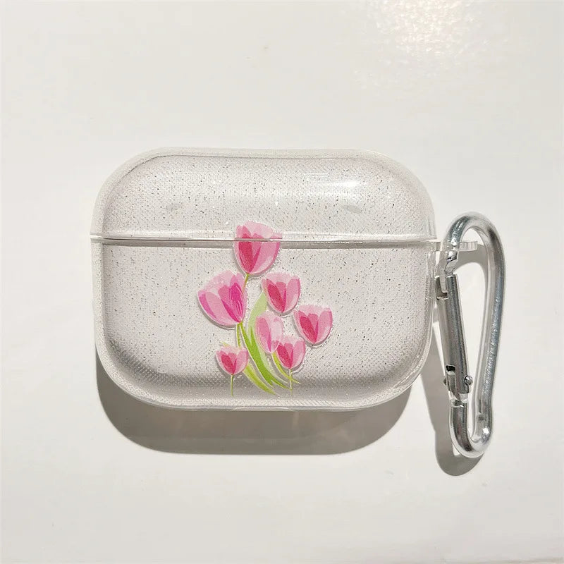 Heart Flower Bling Glitter Soft TPU Earphone Airpod Case