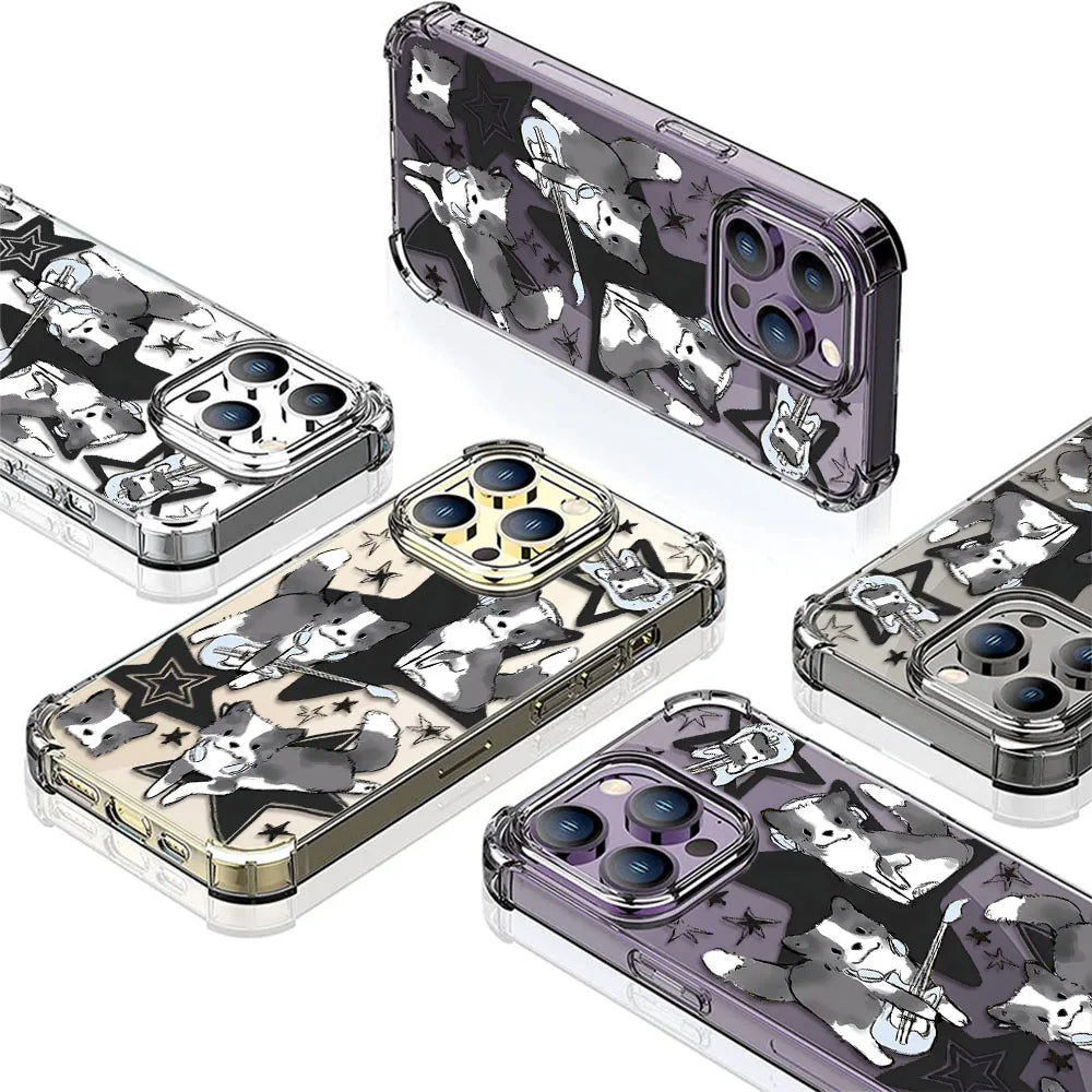 Black Guitar Music Cat Shockproof Phone Case