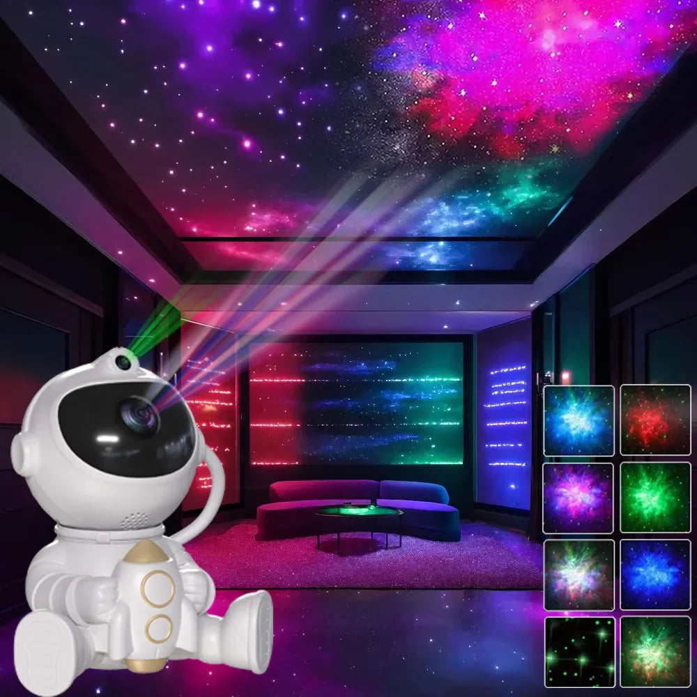 Rocket Astronaut LED Star Galaxy Projector Night Light