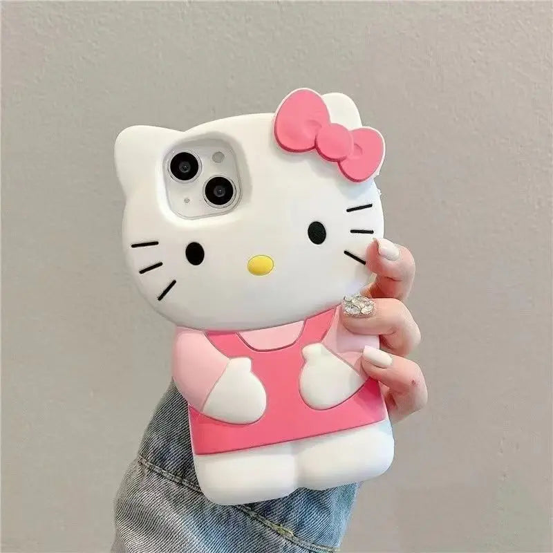 3D Kitty Cat Silicone Soft Phone Case for iPhone