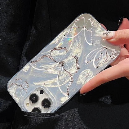 Laser Silver Butterfly Phone Case