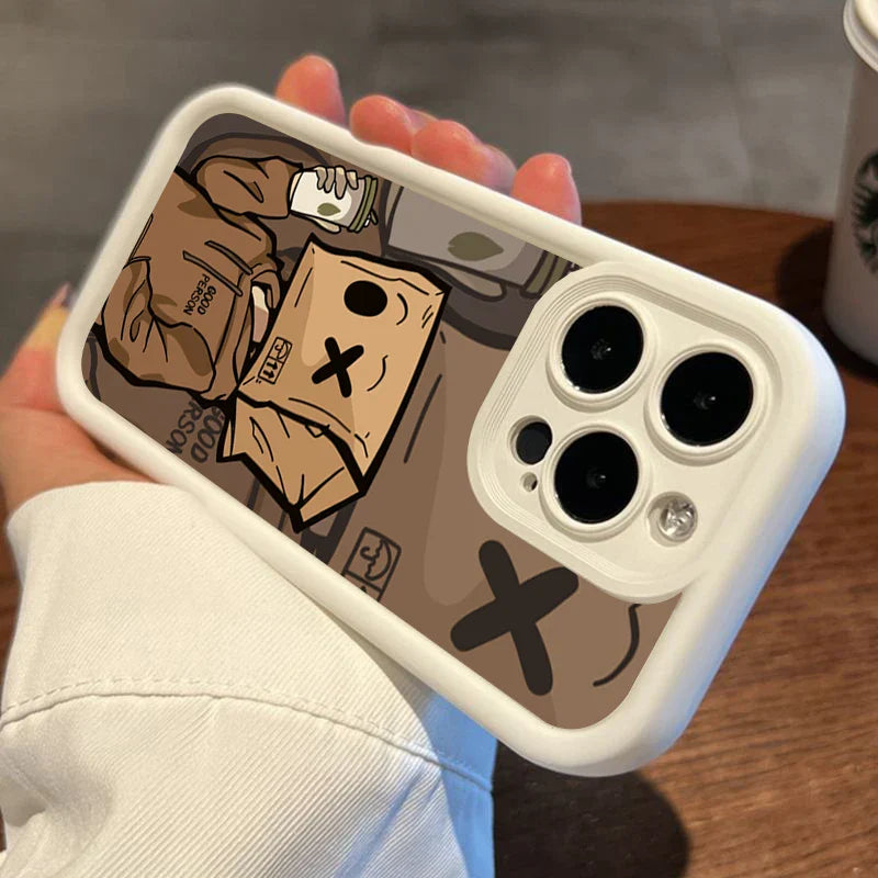 Cartoon Box Man Pattern Silicone Phone Case