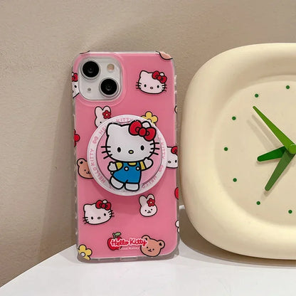 Cute Cartoon Sanrio Hello Kitty Magnetic Holder Magsafe Phone Case