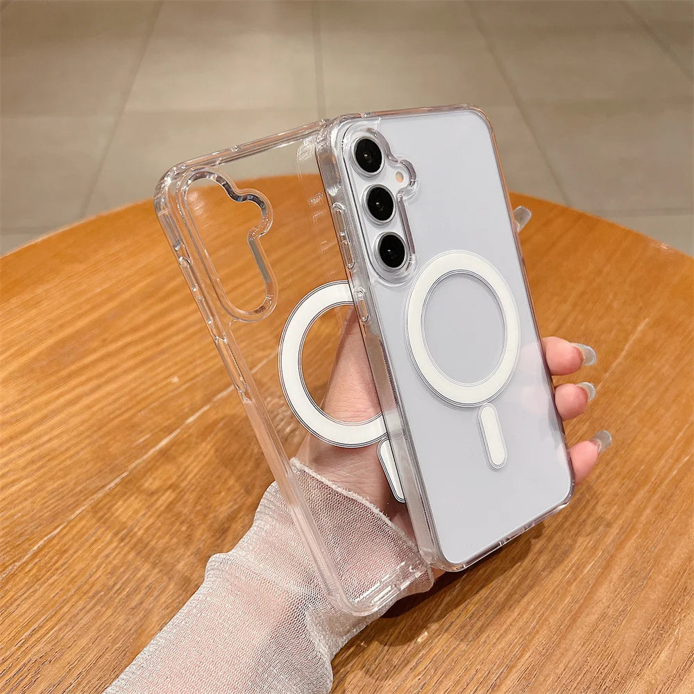 Magnetic MagSafe Wireless Charging Shockproof Clear Case for Samsung Galaxy