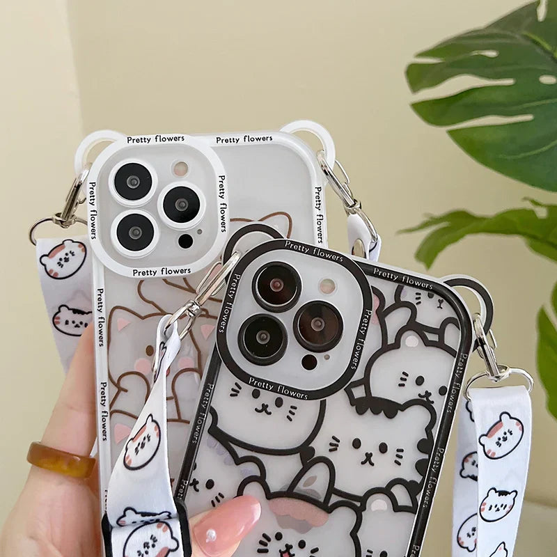 Cute Bear With Lanyard Phone Case