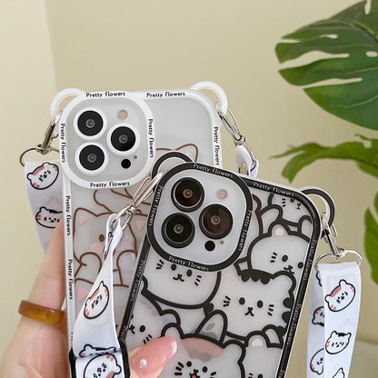 Cute Bear With Lanyard Phone Case