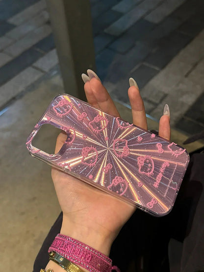 Sanrio Hello Kitty Bow Aurora Glitter Powder Phone Case
