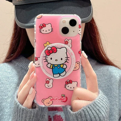 Cute Cartoon Sanrio Hello Kitty Magnetic Holder Magsafe Phone Case