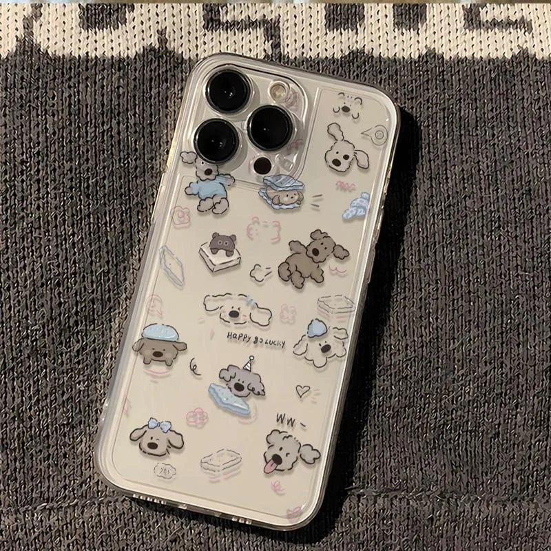 Cartoon Full Screen Dog Transparent Phone Case