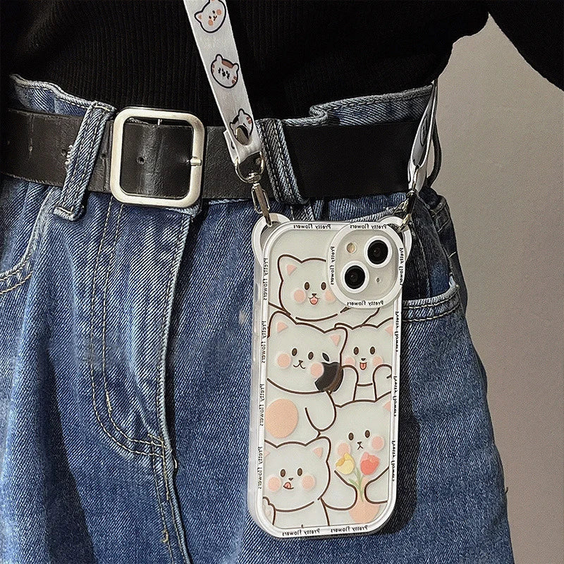 Cute Bear With Lanyard Phone Case
