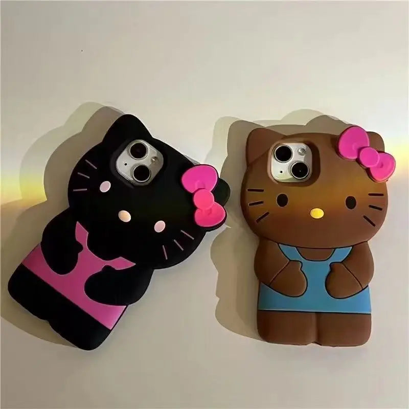 3D Kitty Cat Silicone Soft Phone Case for iPhone
