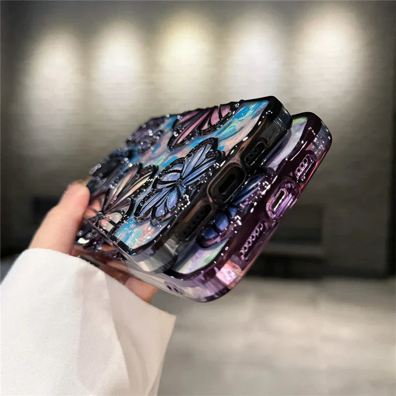 Luxury Plating Colour Fashion Flowers Phone Case