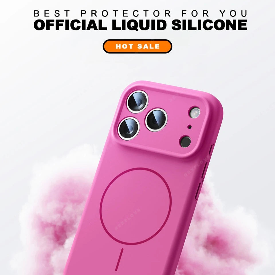 Magnetic Wrist Strap Liquid Silicone MagSafe Phone Case for iPhone