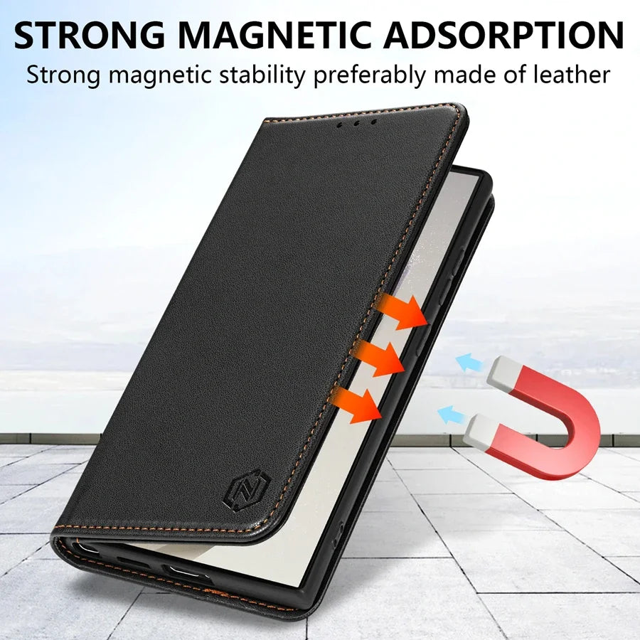 Wallet Magnetic Card Slot Flip Leather Case for Samsung Galaxy