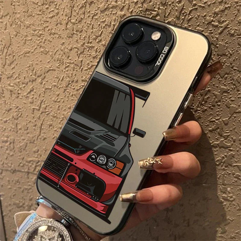 JDM Sports Cars Male Men Electroplate Silver Phone Case