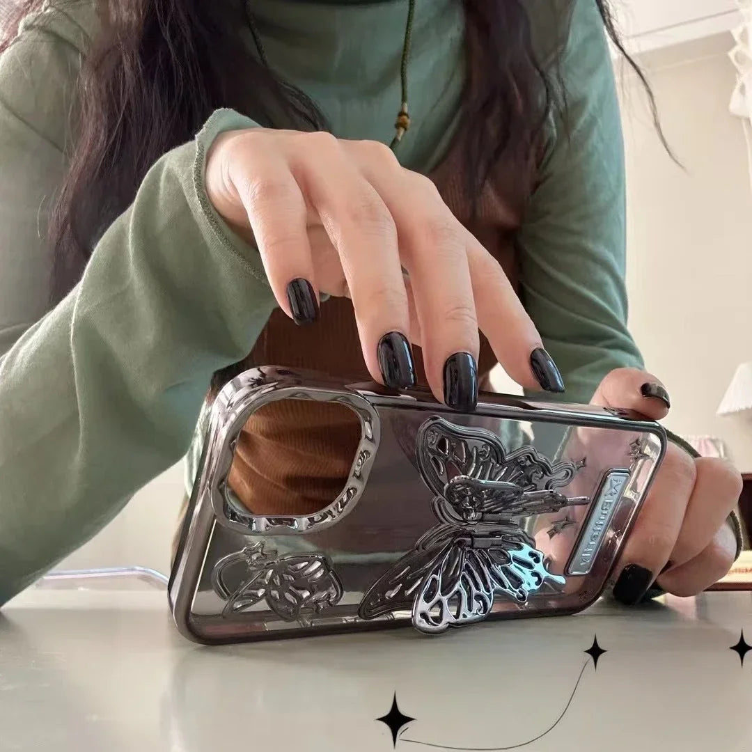 Glitter Butterfly Gradient Stand Phone Case