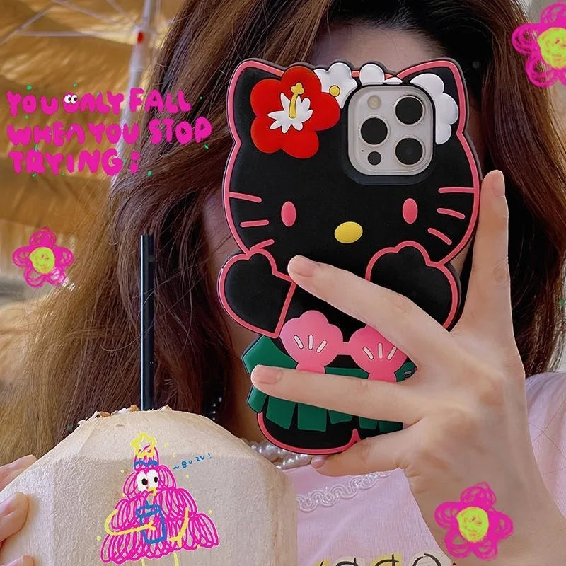 Cute 3D Cartoon Grass Skirts Sanrios Hello Kitty Phone Case