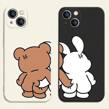 Couple Cartoon Rabbit & Bear Pattern Phone Case