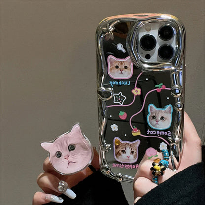Cute 3D Cat Bracket Star Plating Soft Phone Case