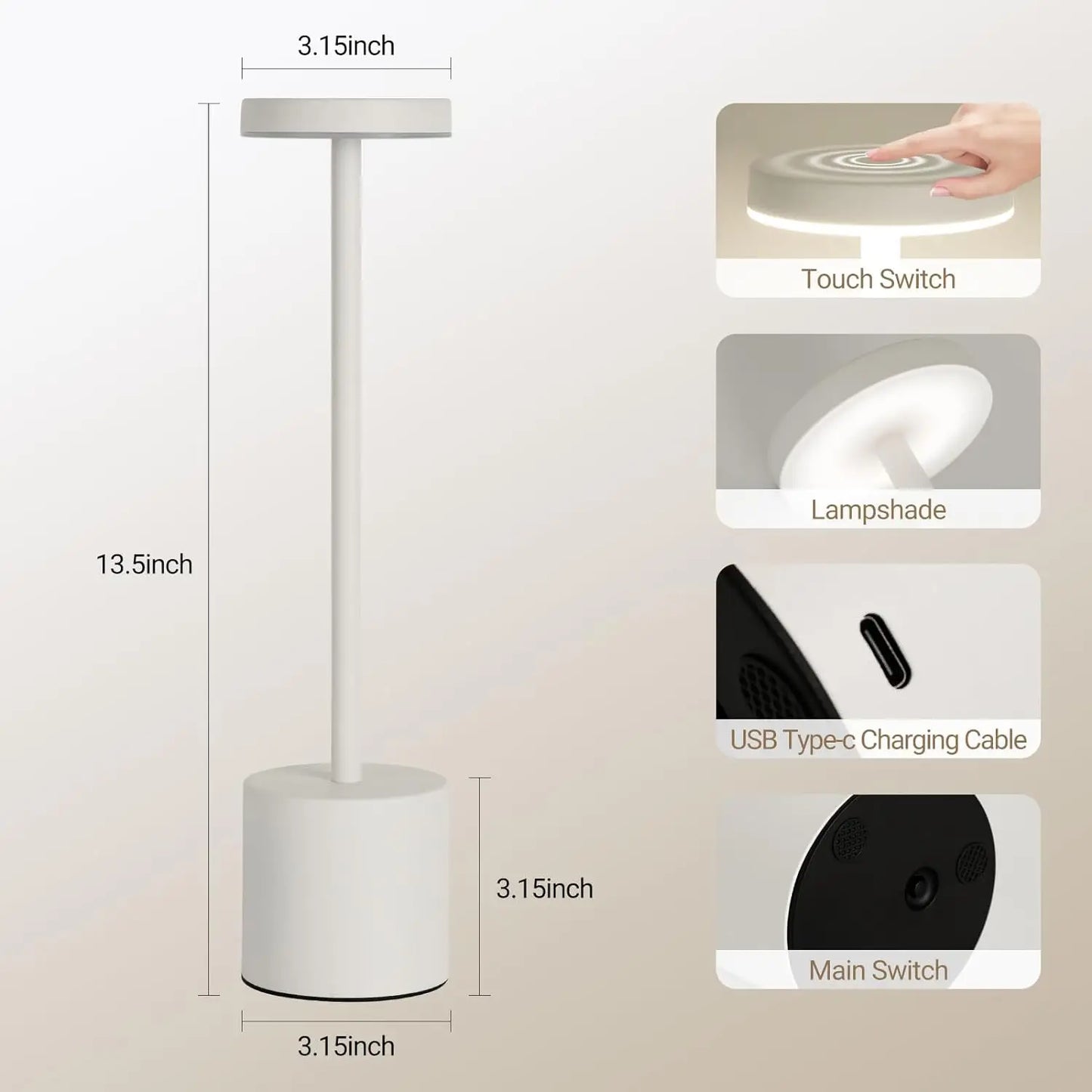 Rechargeable Table Lamp Touch Sensor LED