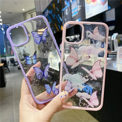 Cartoon Clear Glitter Butterfly Soft Shockproof Phone Case