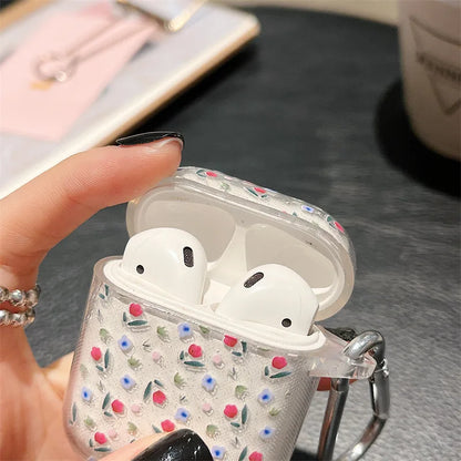 Heart Flower Bling Glitter Soft TPU Earphone Airpod Case