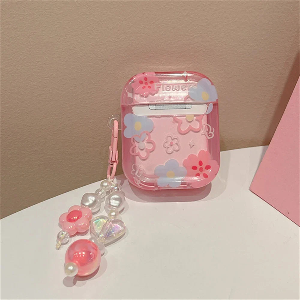 Cute 3D Flower Pink Headphones Airpod Case