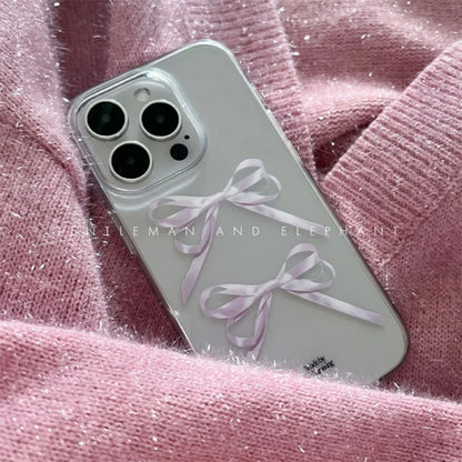 Ins Cute Ribbon Bow Transparent Phone Case